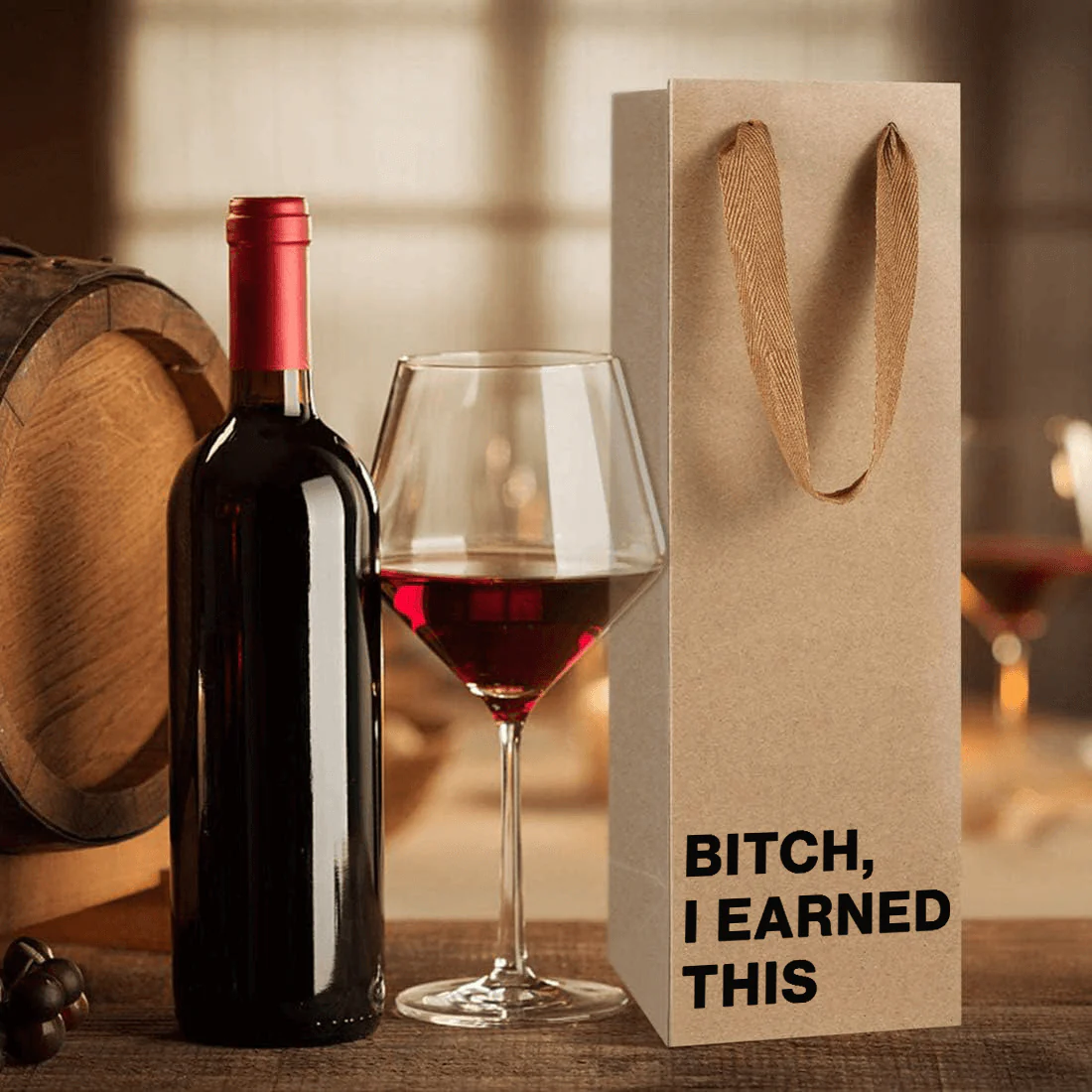 "Bitch I Earned This" Wine Gift Bag" - Image 4