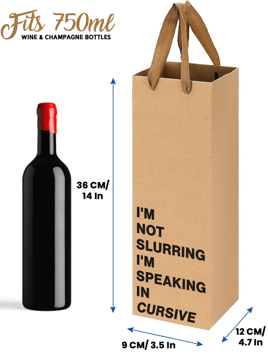 "I'm not slurring I'm speaking in cursive" Wine Gift Bag - Image 3