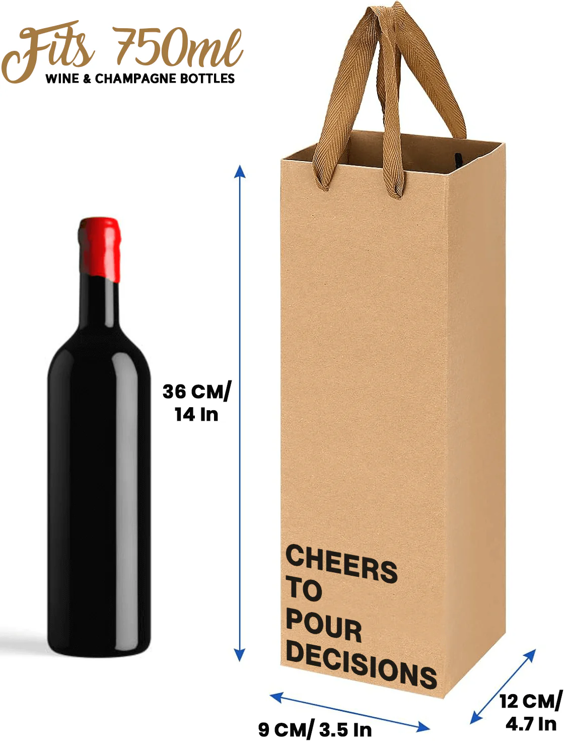 "Cheers to pour decisions" Wine Gift Bag - Image 3