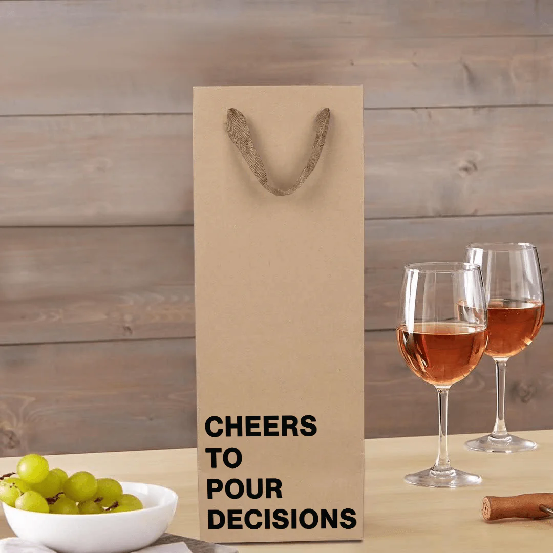 "Cheers to pour decisions" Wine Gift Bag - Image 5