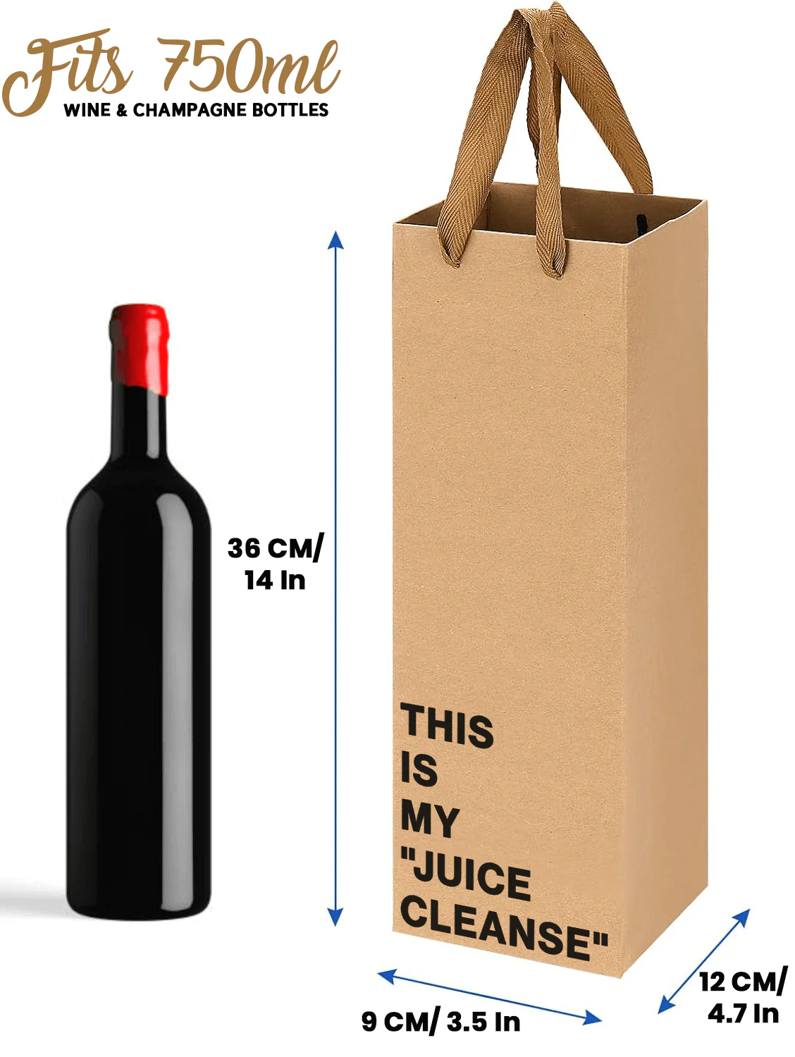 "This is my juice cleanse" Wine Gift Bag - Image 3
