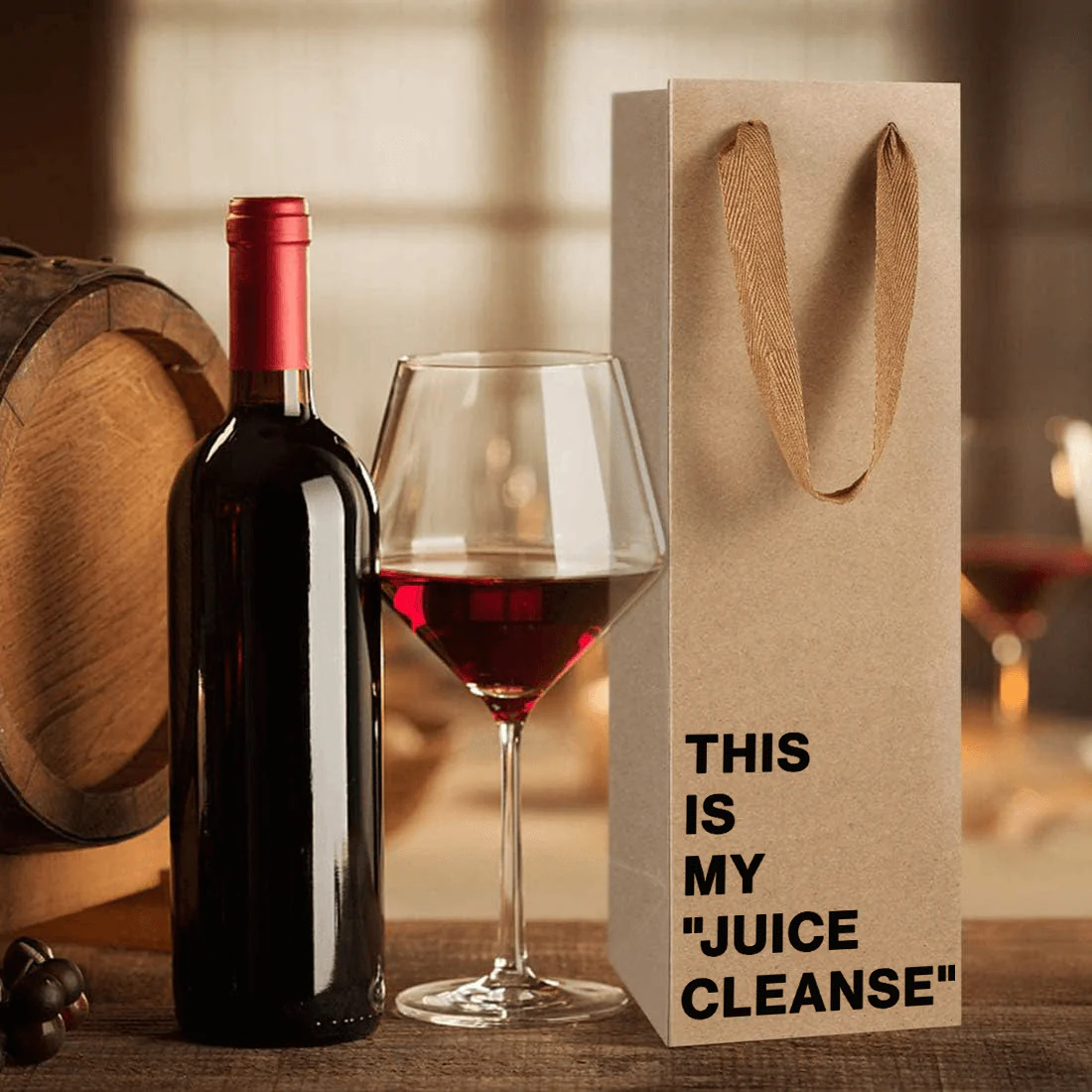 "This is my juice cleanse" Wine Gift Bag - Image 4
