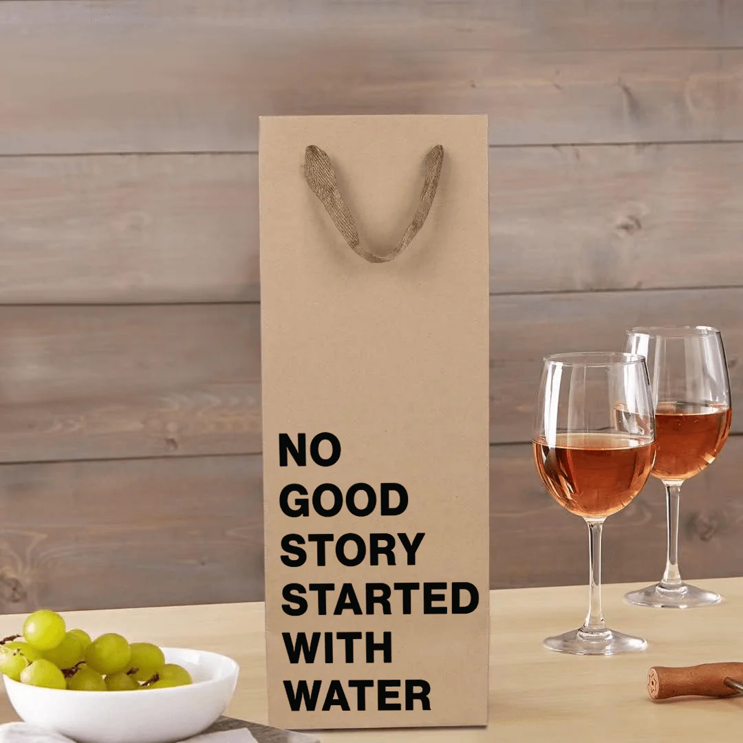 "Because no good story started with water" Wine Gift Bag - Image 5
