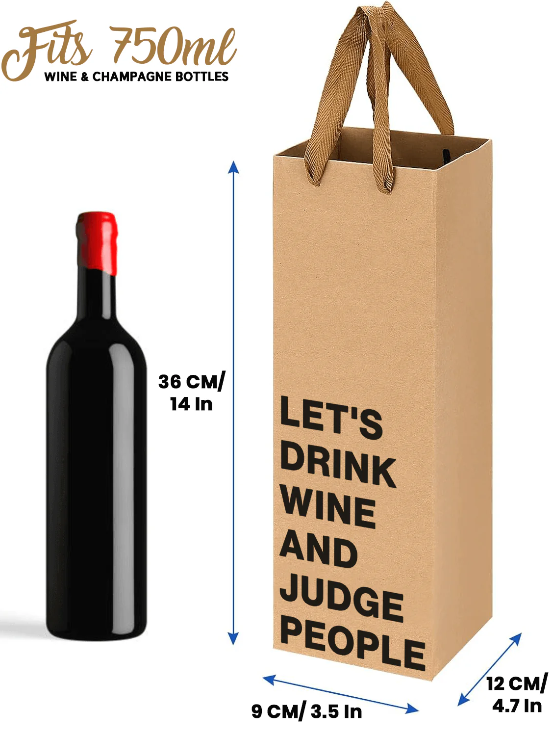 "Let's drink wine and judge people" Wine Gift Bag - Image 3