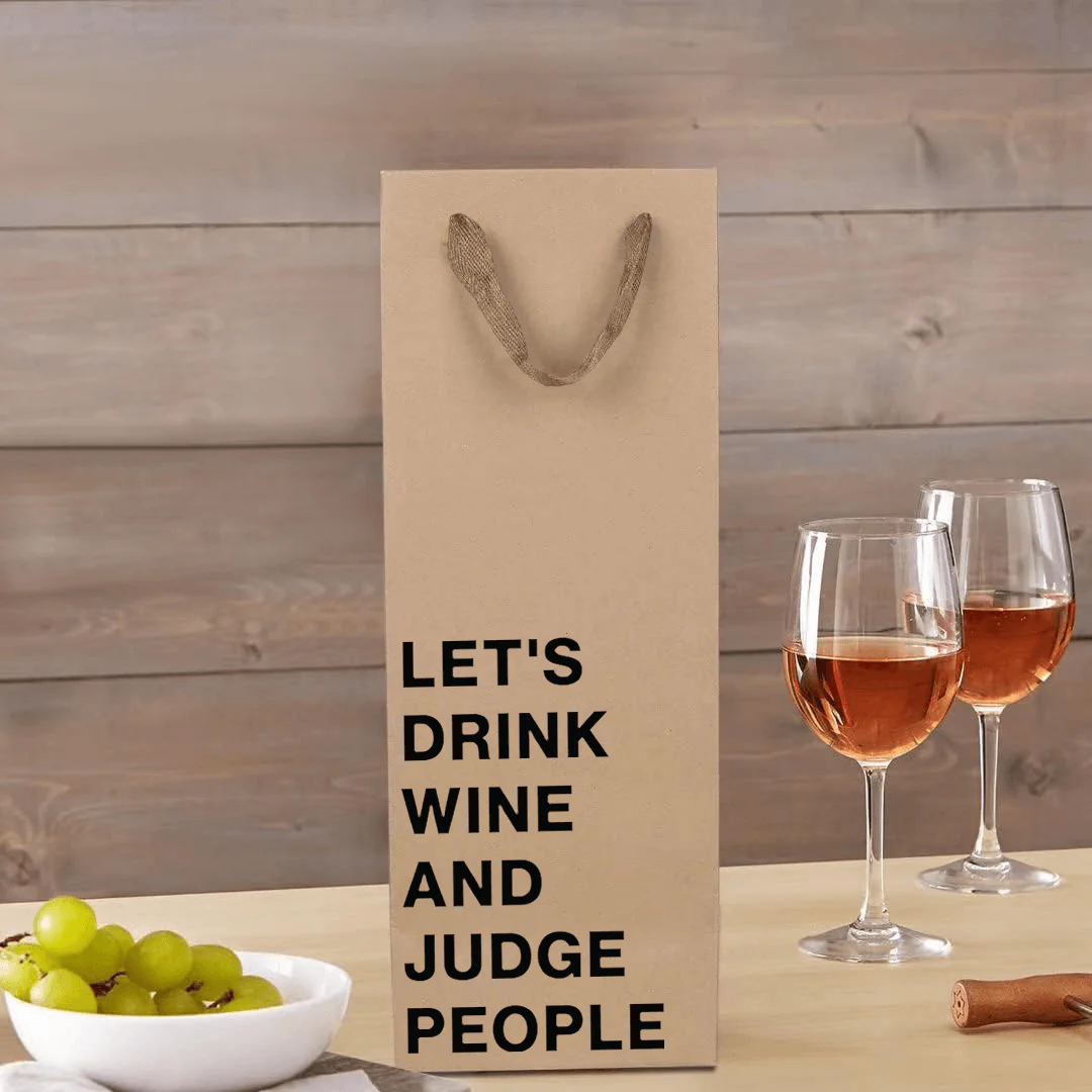 "Let's drink wine and judge people" Wine Gift Bag - Image 5
