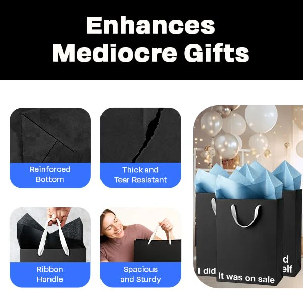 Black Funny Gift Bag Set #2 - Image 4