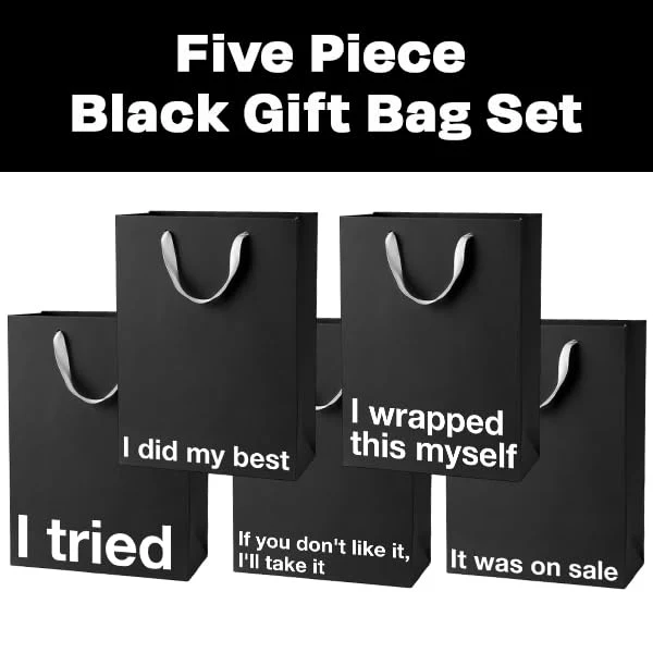 Black Funny Gift Bag Set #2 - Image 6