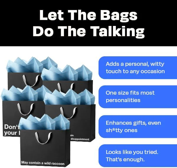 Black Large Funny Gift Bag Set #1 - Image 3