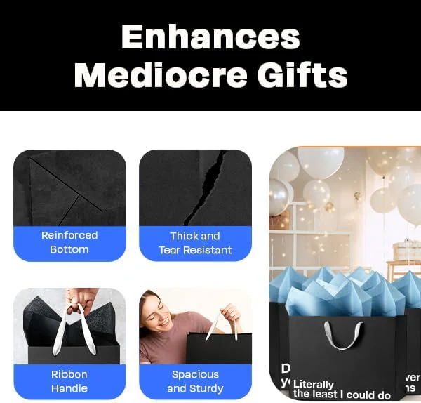Black Large Funny Gift Bag Set #1 - Image 4