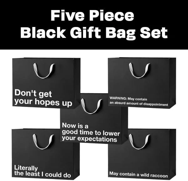 Black Large Funny Gift Bag Set #1 - Image 6