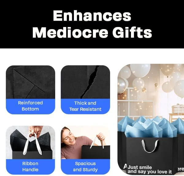 Black Large Funny Gift Bag Set #2 - Image 4