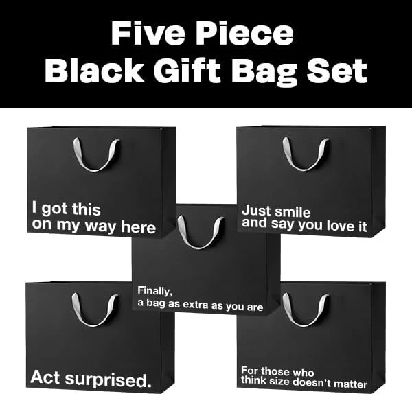 Black Large Funny Gift Bag Set #2 - Image 6