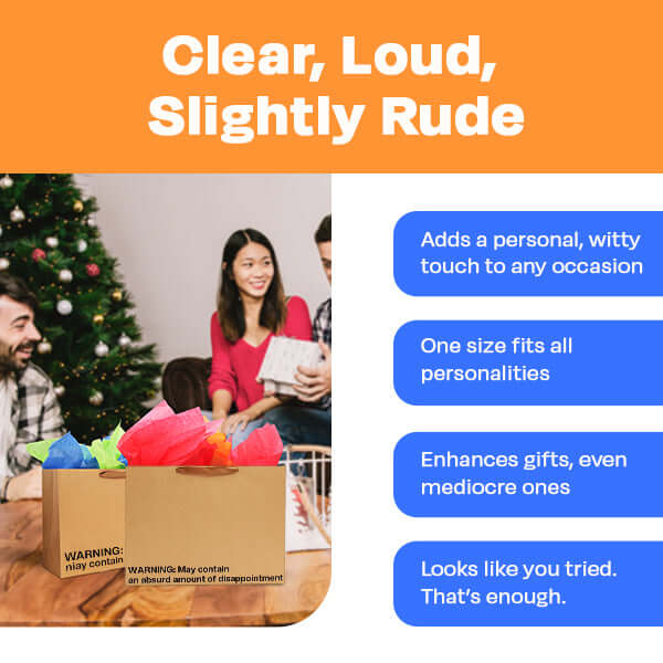 "Warning: May contain an absurd amount of disappointment" Large Gift Bag - Image 4