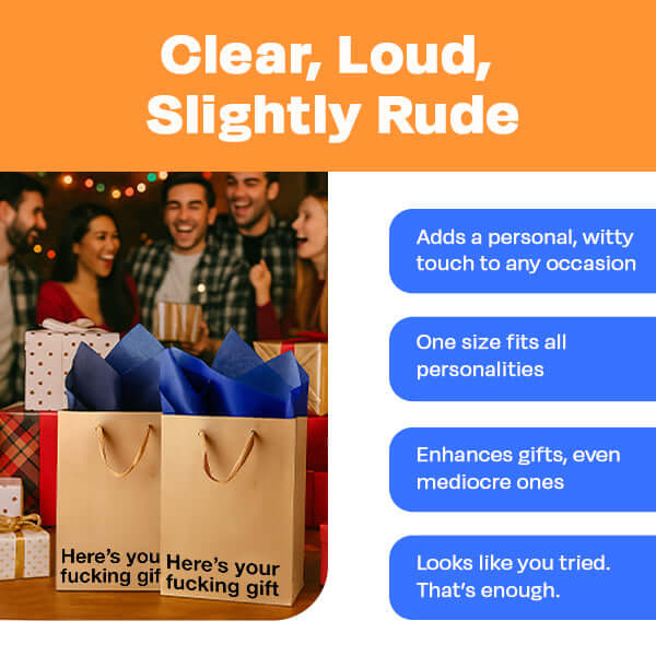 "Here's your fucking gift" Funny Profanity Gift Bag - Image 4