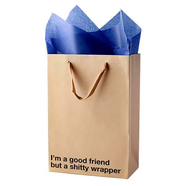 "I'm a good friend but a shitty wrapper" Funny Profanity Gift Bag - Image 6