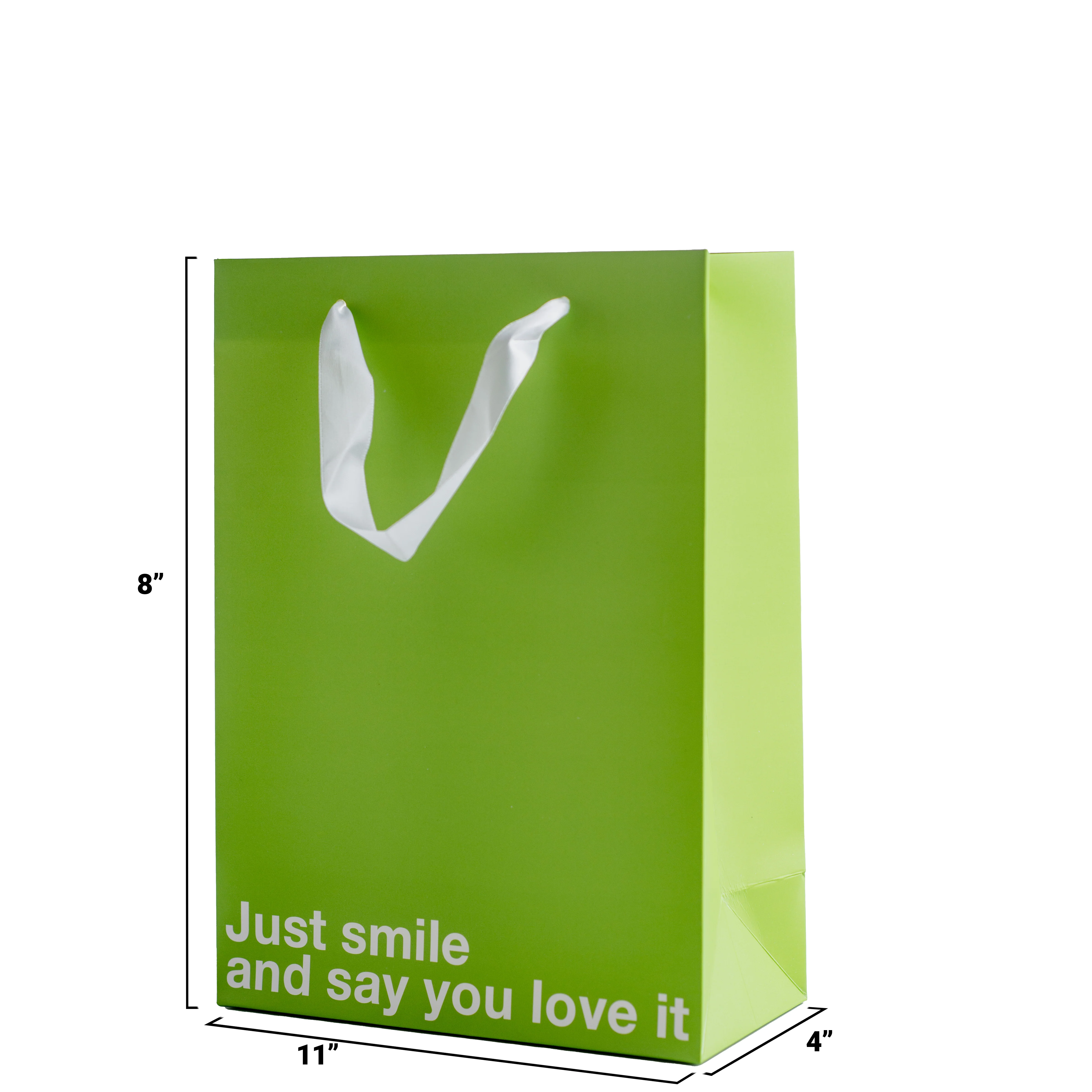 "Just smile and say you love it" Green Gift Bag - Image 4