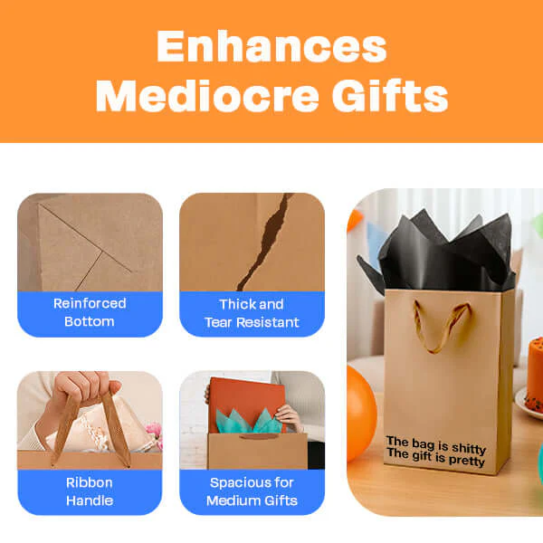 "The bag is shitty. The gift is pretty." Funny Profanity Gift Bag - Image 3