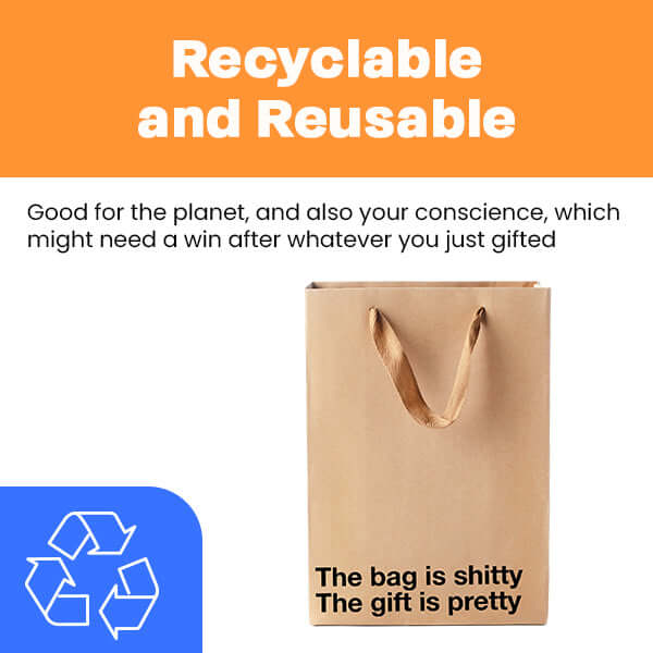 "The bag is shitty. The gift is pretty." Funny Profanity Gift Bag - Image 5