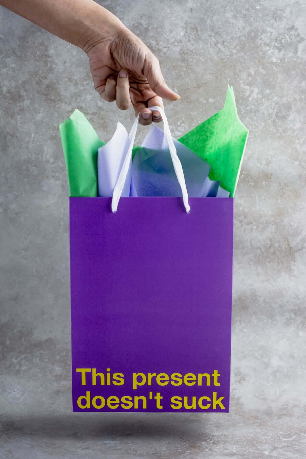 "This present doesn't suck" Purple Gift Bag - Image 4