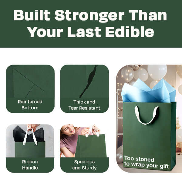 "Too stoned to wrap your gift" Funny Stoner Gift Bag - Image 3